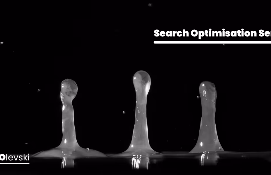 Search Optimisation Services concept image showing digital marketing elements such as SEO tools, analytics charts, keywords, and website ranking strategies.